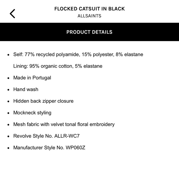 REVOLVE x All Saints Flocked Catsuit - Black Sheer lace Jumpsuit - Picture 5 of 8